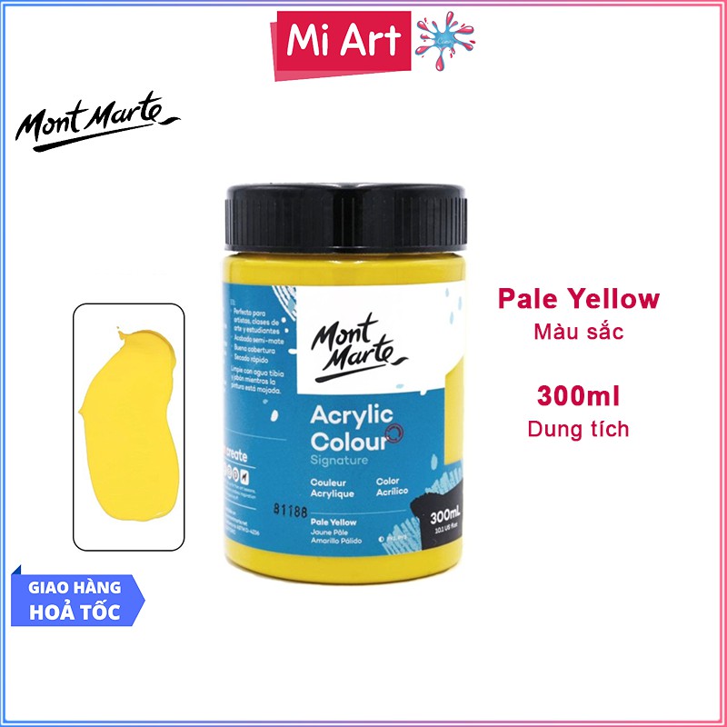 Màu Acrylic Mont Marte 300ml - Pale Yellow - Acrylic Colour Paint Signature 300ml (10.1oz) - MSCH3003