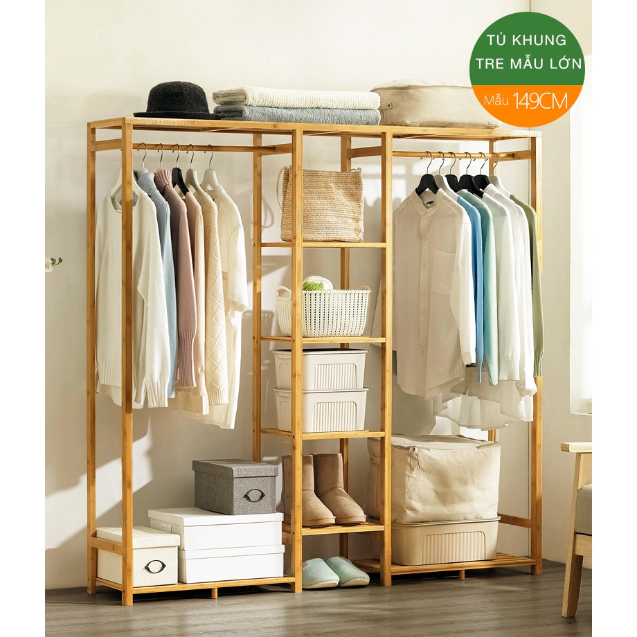 Tủ Quần Áo Khung Tre - Tủ Khung Tre -  Phong Cách Hàn Quốc. | BigBuy360 - bigbuy360.vn