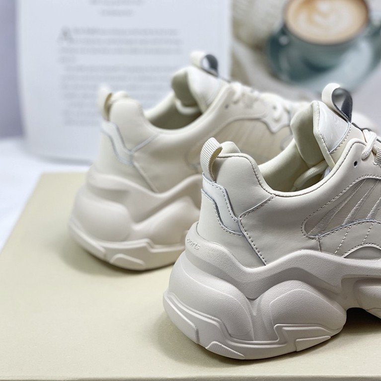 Giày thể thao nữ Shougo - giày sneaker nữ 2 màu đen & kem chất da đẹp đế bự độn đế cao giày ulzzang hàn quốc giá rẻ 2021