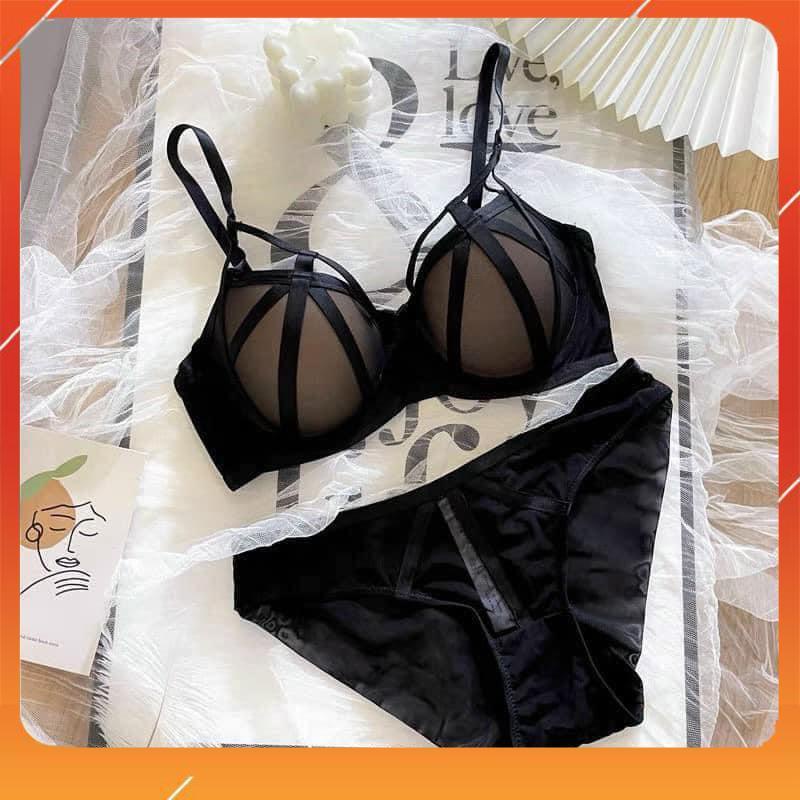 Set bộ đồ lót nữ hàng cao cấp, áo cup ngang, có gọng, có mút đệm phối gân cut-out, Mã B10995