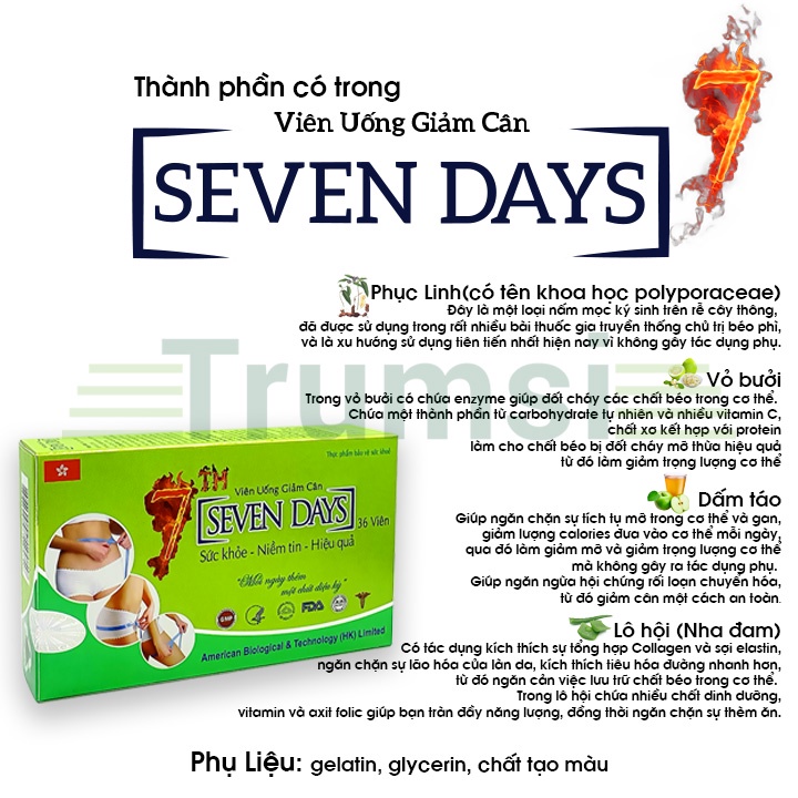 Viên uống giảm cân Seven days giúp giảm cân nhanh chóng an toàn hiệu quả ngay tại nhà