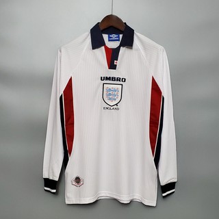 1998 Bóng đá Anh Trang chủ Áo dài tay Retro Jersey