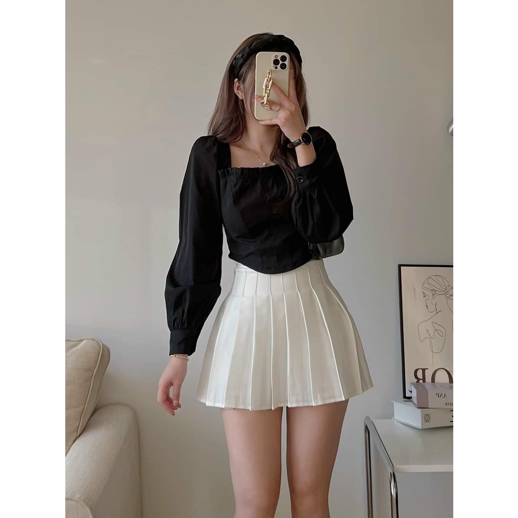 Chân Váy Tennis Ngắn Xếp Ly Cạp Cao Dáng Chữ A Nhiều Màu, Labibi