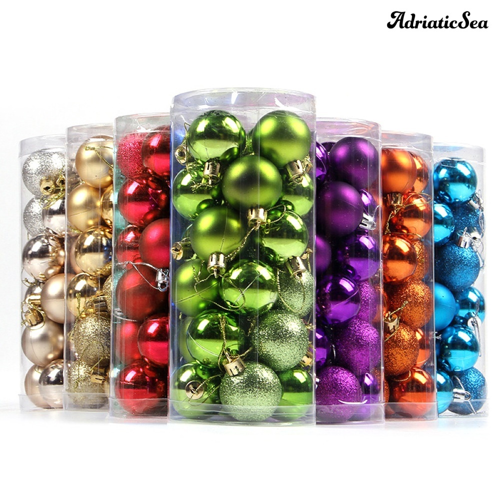 Set 24 Quả Châu 4/6/8cm Trang Trí Cây Thông Noel