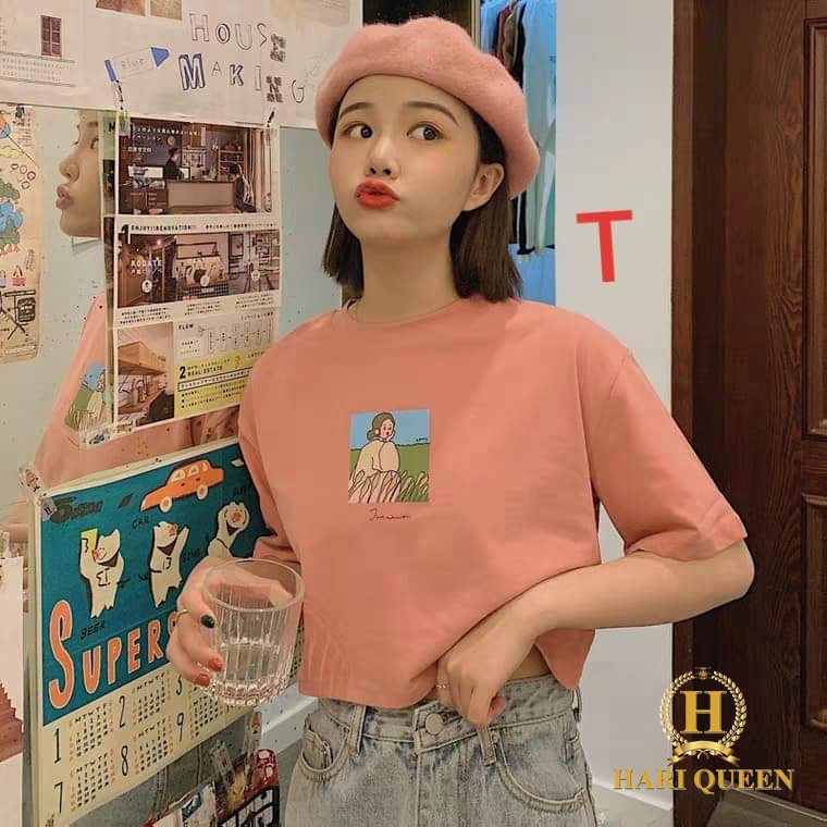 Áo croptop ô vuông cô gái DTR0320