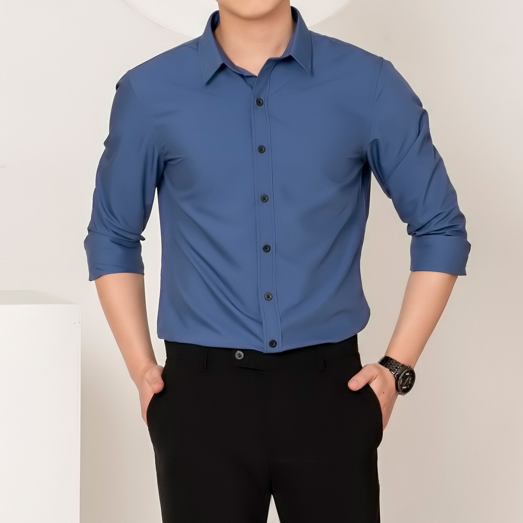 Áo sơ mi nam gấp hộp cao cấp. Chất vải cotton silk loại 1 chống nhăn, mềm mịn và cực mát, không bai không xù. M-4XL | BigBuy360 - bigbuy360.vn
