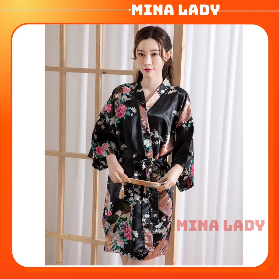 Áo Choàng Ngủ Phong Cách Kimono Quyến Rũ Thoải Mái Dành Cho Nữ