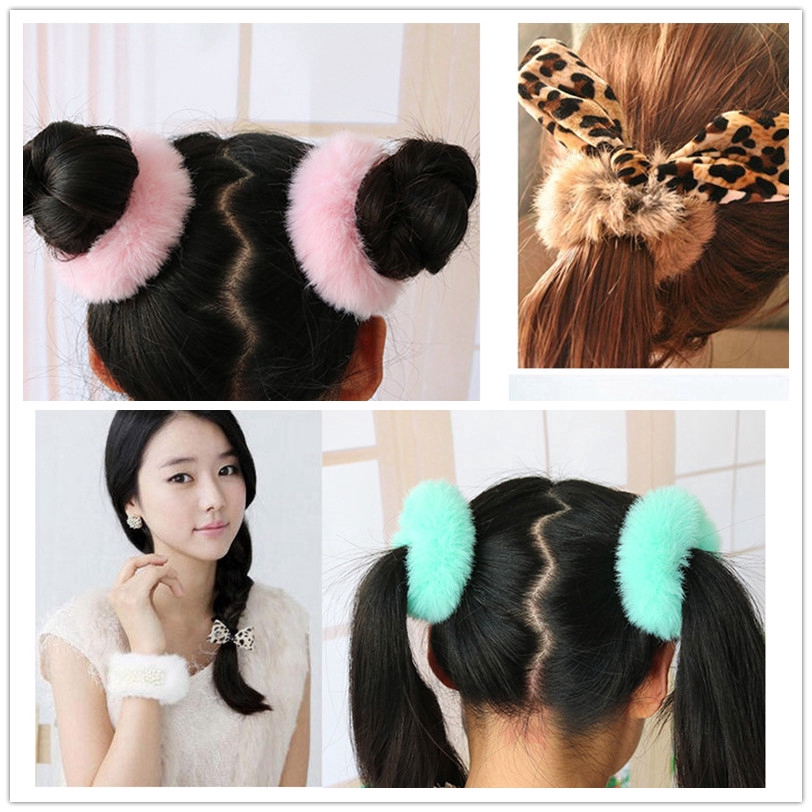 Dây buộc tóc lông xù phong cách Hàn Quốc đáng yêu