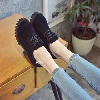 SALE-Giày boot gót vuông da lộn