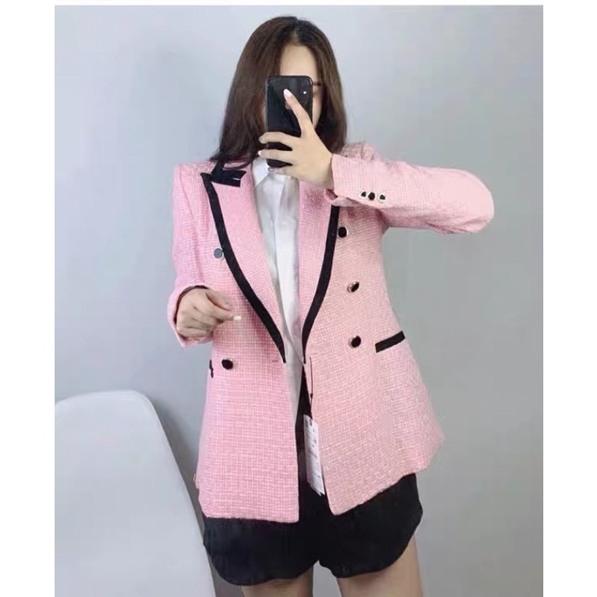 ÁO VEST DẠ PHỐI CỔ ĐEN ZARA AUTHENTIC TUỒN STORE