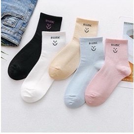 Set 5 đôi tất nữ cao cổ in hình Blink mặt người cute TN31 rẻ