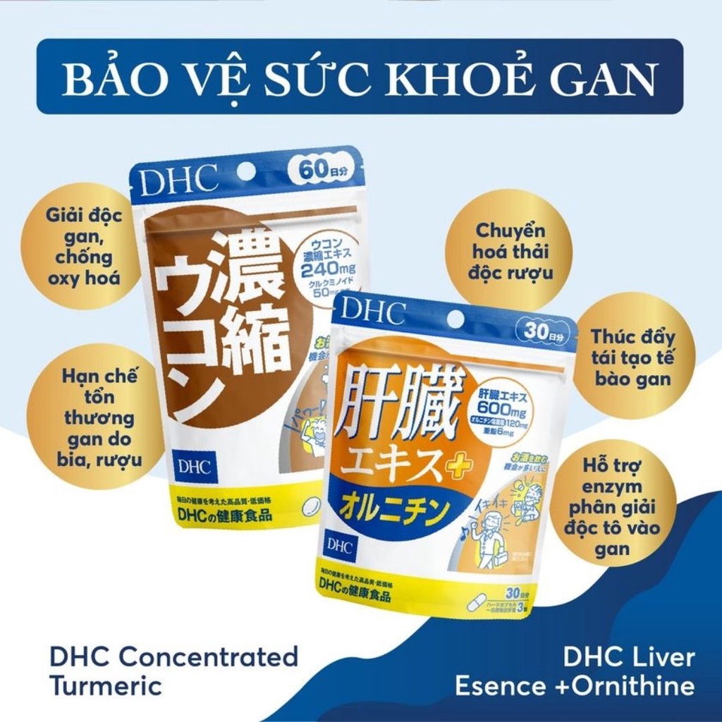 Viên Uống Giải Rượu Thải Độc Gan DHC Concentrated Turmeric Chiết Xuất Từ Nghệ - Khongcoson