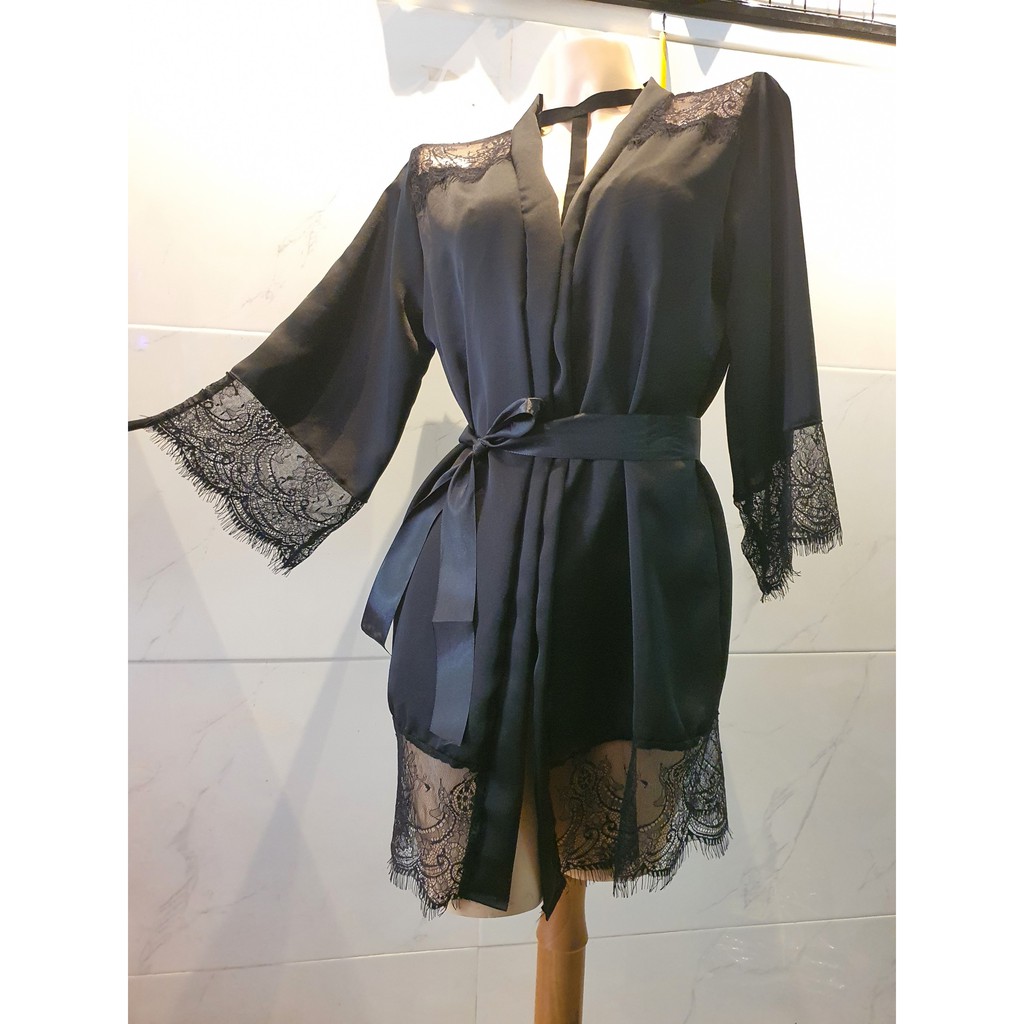 GIÁ PHÁ ĐẢO - Áo choàng ngủ satin lụa mix ren xịn xò S008 (KHÔNG KÈM NỘI Y) | BigBuy360 - bigbuy360.vn