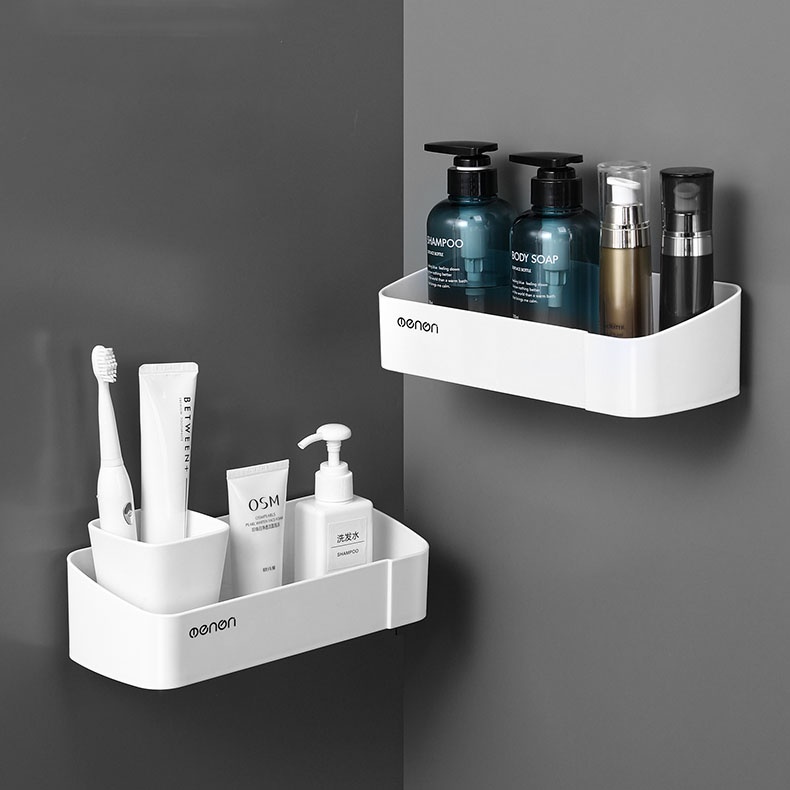 Kệ Để Đồ Nhà Tắm Hình Chữ Nhật Dán Tường, Kệ Góc Để Đồ Mỹ Phẩm Nhựa ABS Thoát Nước Thông Minh