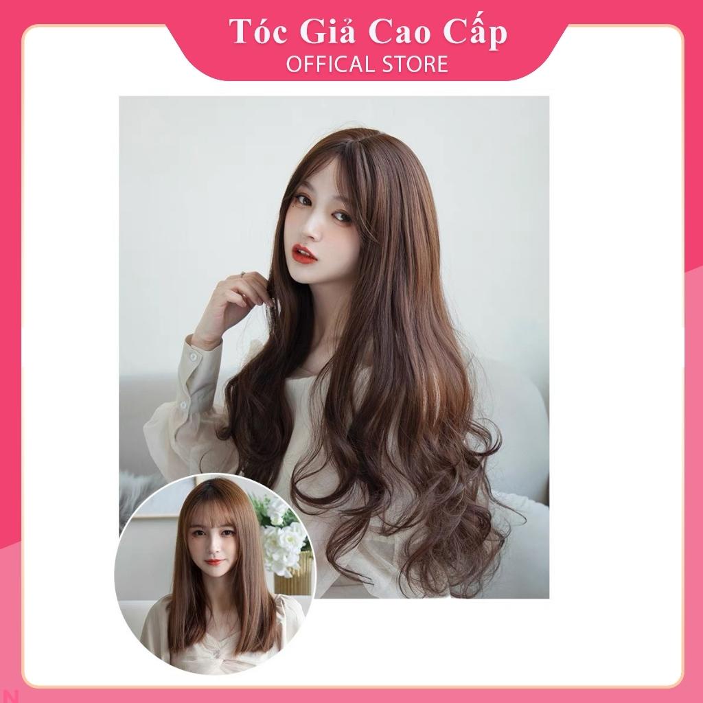 Tóc giả nguyên đầu hai mái bay xoăn dài 60cm, tặng kèm lưới trùm tóc, 2201