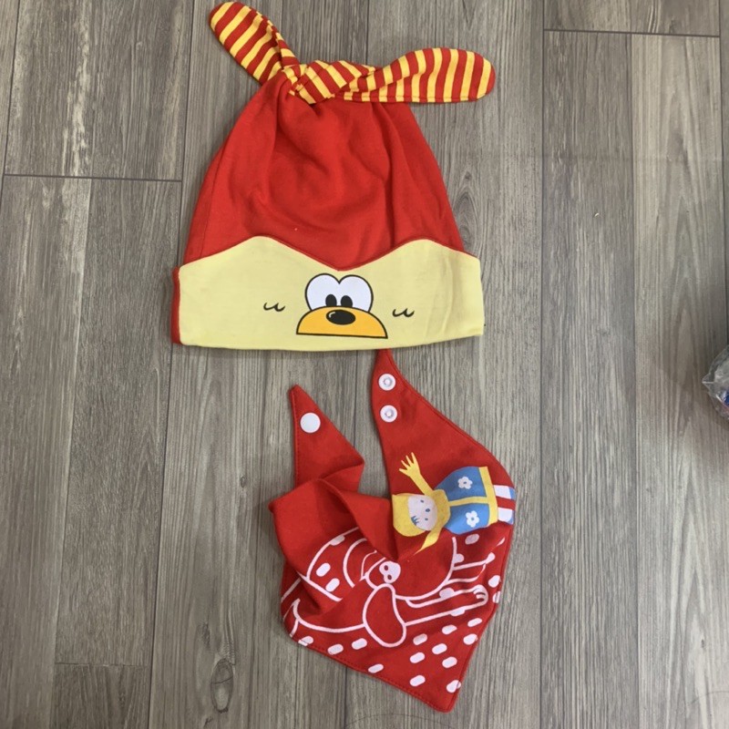 Set mũ kèm khăn yếm cotton 2 lớp cúc chỉnh mềm mại cho bé ( trai_gái/nhiều mẫu)