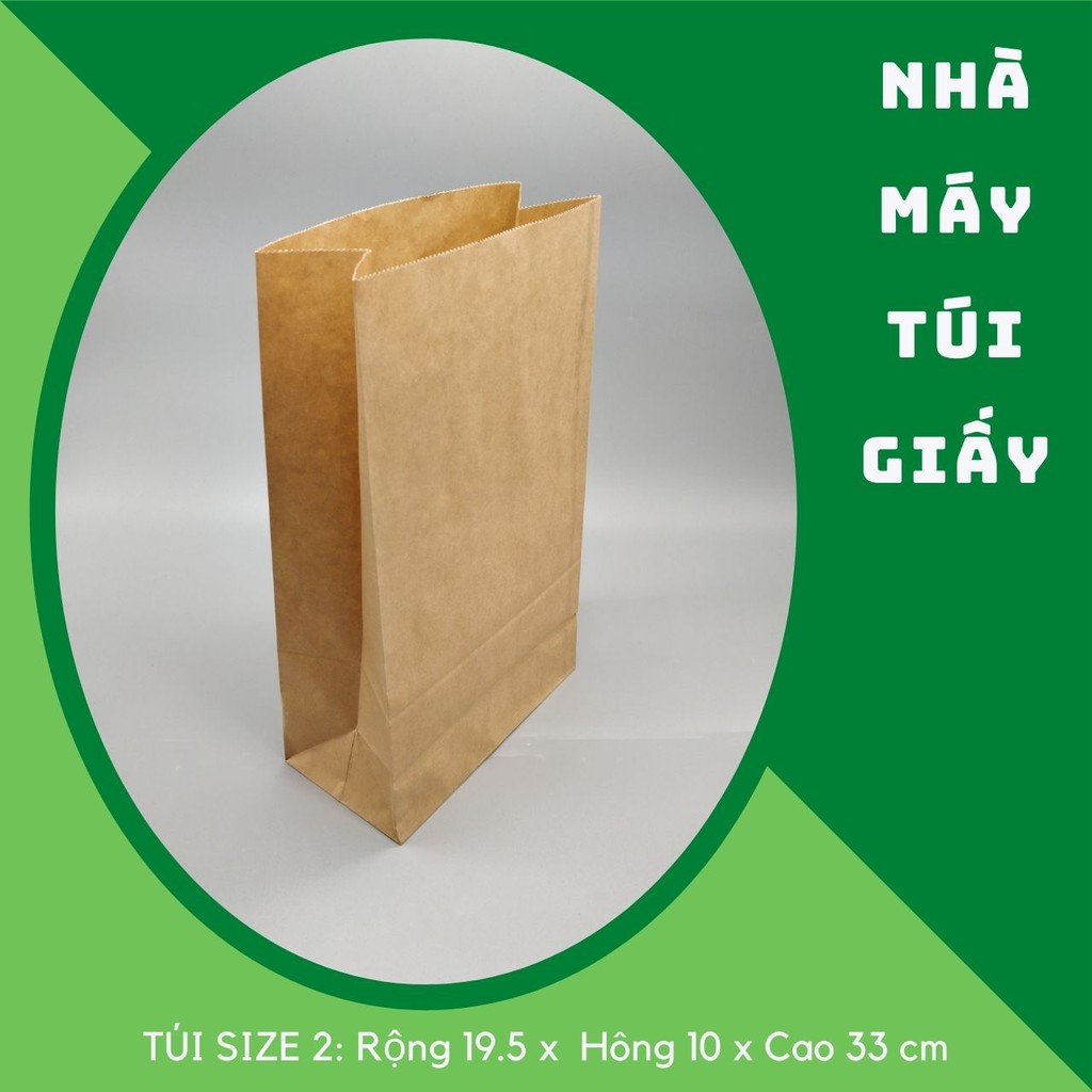 500 Chiếc Túi xi măng nâu không quai giấy Nhật Size 2: 19,5x10x33 cm đựng hàng 3kg