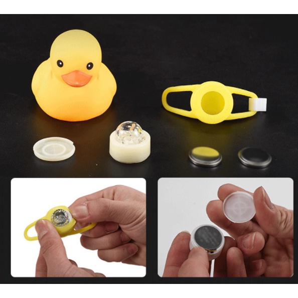 Vịt đội mũ bảo hiểm có đèn Led và Còi gắn xe đạp cho bé