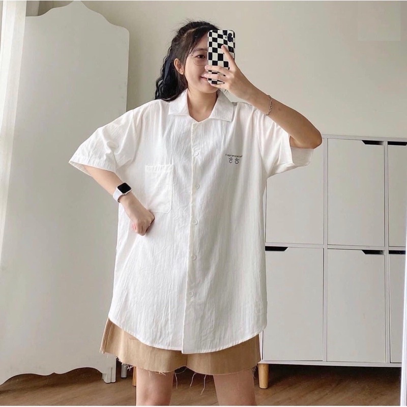 Áo Sơ Mi Cộc Youre Hình Thêu Chữ Xịn Sò🌸 Somi Kiểu Form Rộng Tay Lỡ Học Sinh Phong Cách Đường Phố Hàn Quốc Ulzzang Hot🌸