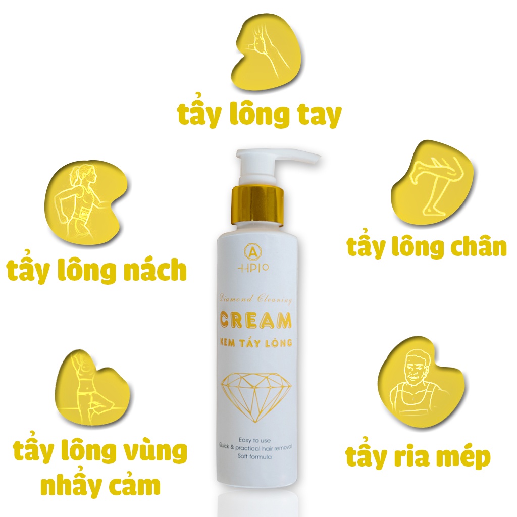 Combo 02 Kem tẩy lông HPIO - Diamond Cleaning Cream giúp làm sạch lông chân, lông nách, vùng kín chỉ trong 5 phút