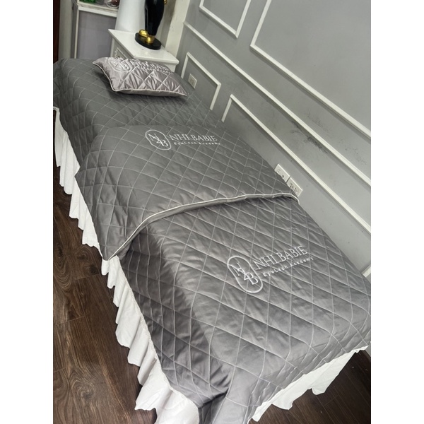 Tấm phủ poly cotton chần bông cho giường spa, giường mi phun xăm kích thước 120x220cm