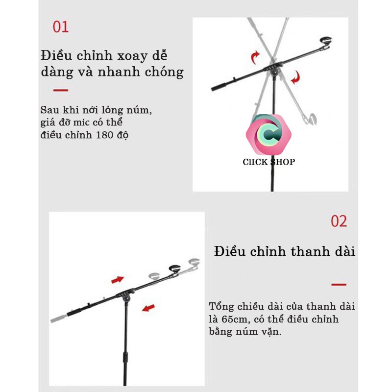 Chân micro đứng dùng để thu âm hoặc phát biểu- Chân mic đứng cào 1.7m có thể thay đổi chiều cao