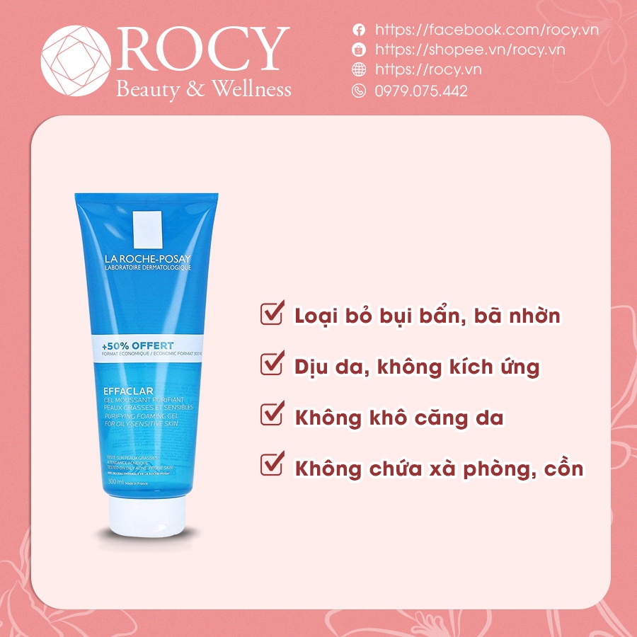 Sữa Rửa Mặt La Roche Posay Effaclar 300ml Cho Da Dầu Mụn, Nhạy Cảm