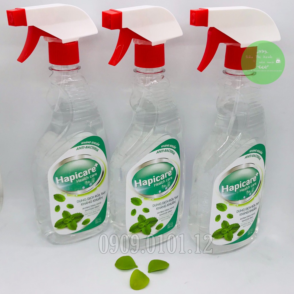 Dung dịch rửa tay kháng khuẩn Hapicare+ chính hãng, dung dịch xịt khuẩn chai vòi xịt 500ml | BigBuy360 - bigbuy360.vn