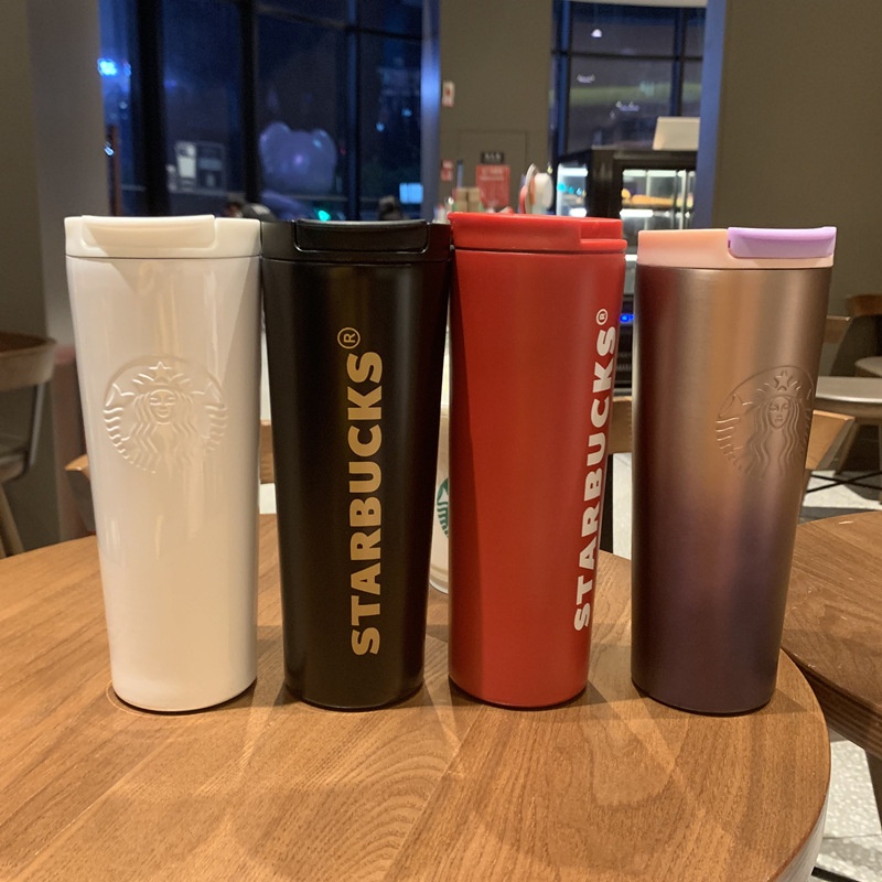 Cốc nước giữ nhiệt bằng thép không gỉ in họa tiết starbuck nổi màu gradient thời trang