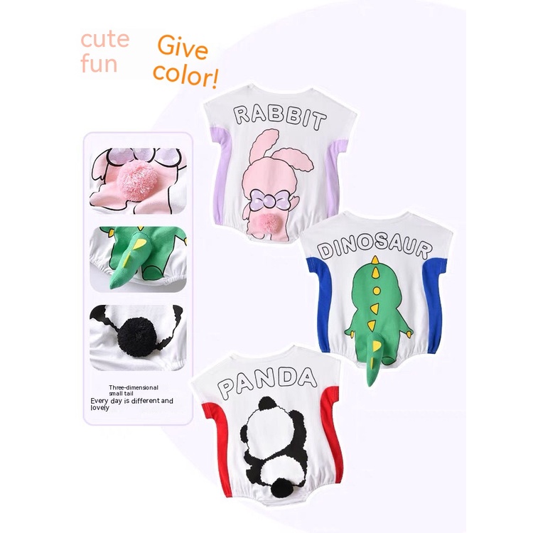 Áo Thun Tay Ngắn in Hình Khủng Long / Gấu Trúc Hoạt Hình Thời Trang Mùa Hè Cho Bé