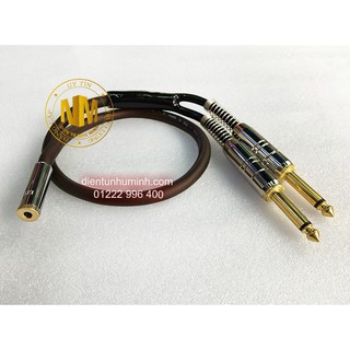 Dây Chuyển 3.5mm Cái Sang 2 Đầu 6.5 mm Đực Tốt 50cm