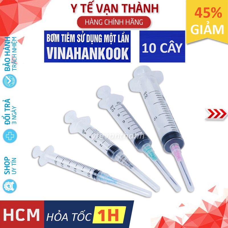 ✅ [LỐC 10 CÂY] Bơm Tiêm Vô Trùng- Vinahankook (Có Kim) -VT0832