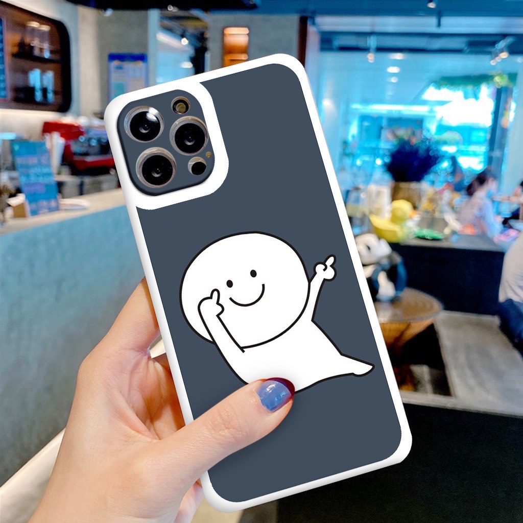 Ốp lưng iphone hình hình mặt tròn hài hước M14 cạnh vuông viền màu camera 7plus/8plus/x/xs/xsmax/11/12/13/14/promax