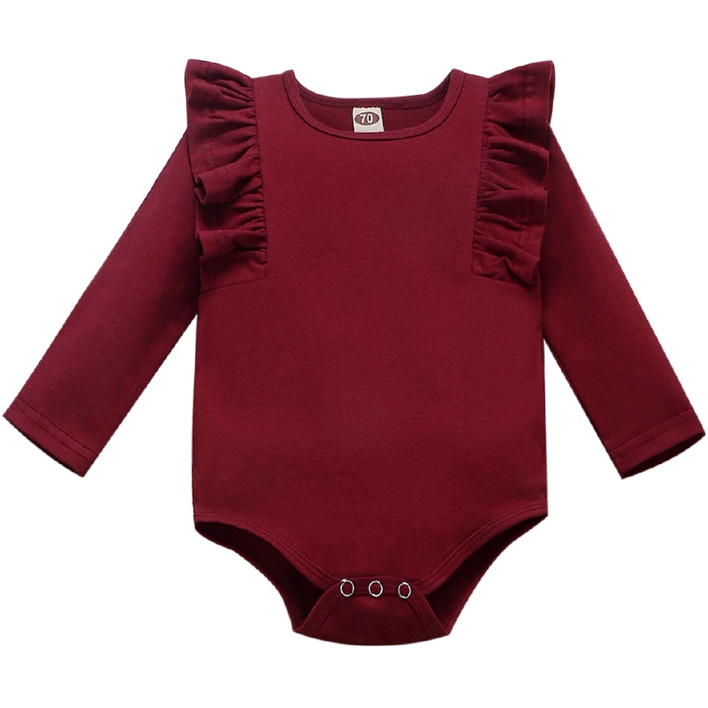 Áo liền quần dài tay phối bèo dễ thương cho bé gái