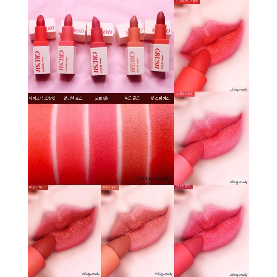 Son Thỏi Chứa Dầu Gan Cá Mập Keep In Touch Mood Crush Velvet Lipstick (5 x 3.5G)