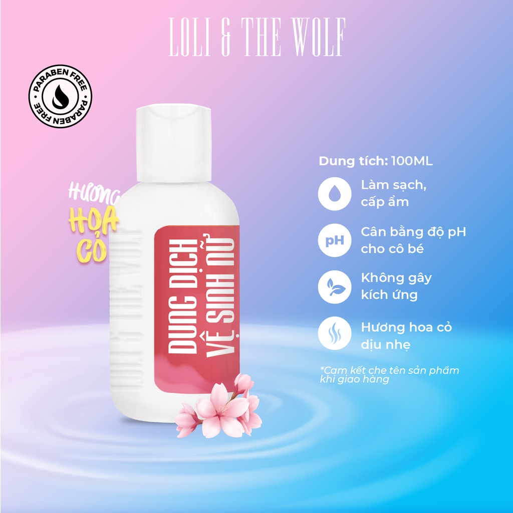 Dung dịch vệ sinh phụ nữ Loli The Wolf hương thơm tự nhiên chai diện mạo mới 100ml