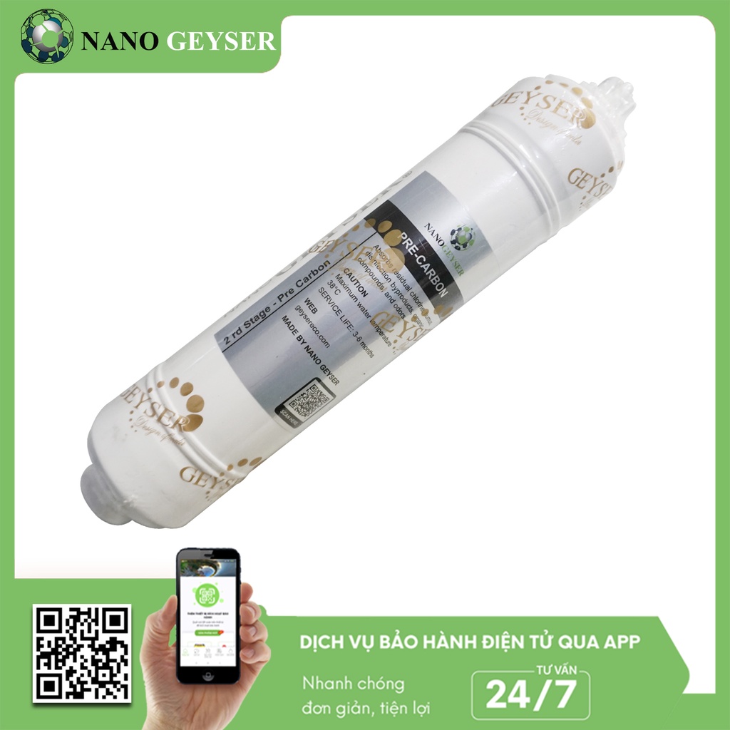 Bộ 3 lõi đúc máy lọc nước 123 dùng cho máy RO lõi đúc, Geyser SLIM, Mutosi, Lõi Sediment 5MCR, Pre Carbon, Sediment 1MCR