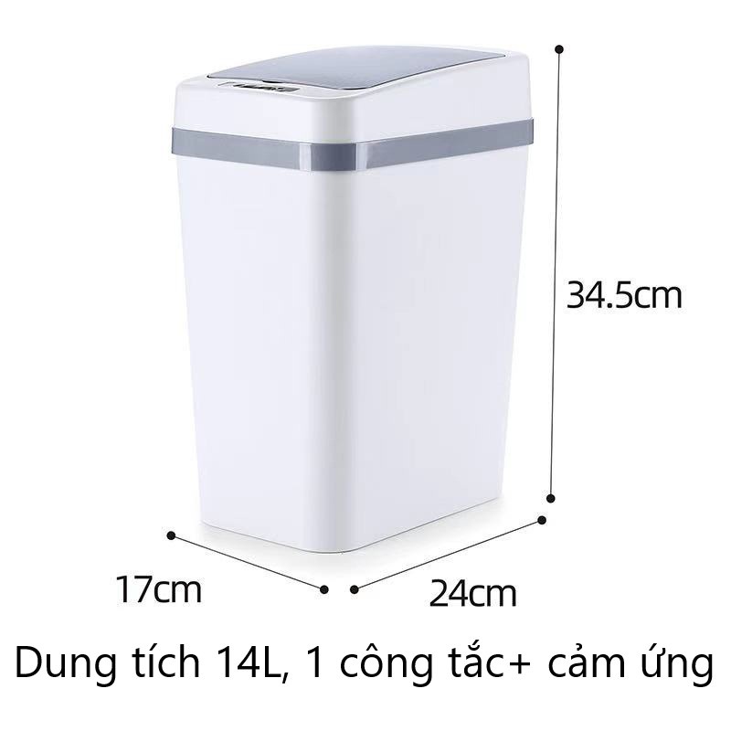 Thùng rác tự động thông minh cảm ứng, sọt rác thông minh 12 lít  phù hợp với nhà vệ sinh, nhà tắm, phòng khách