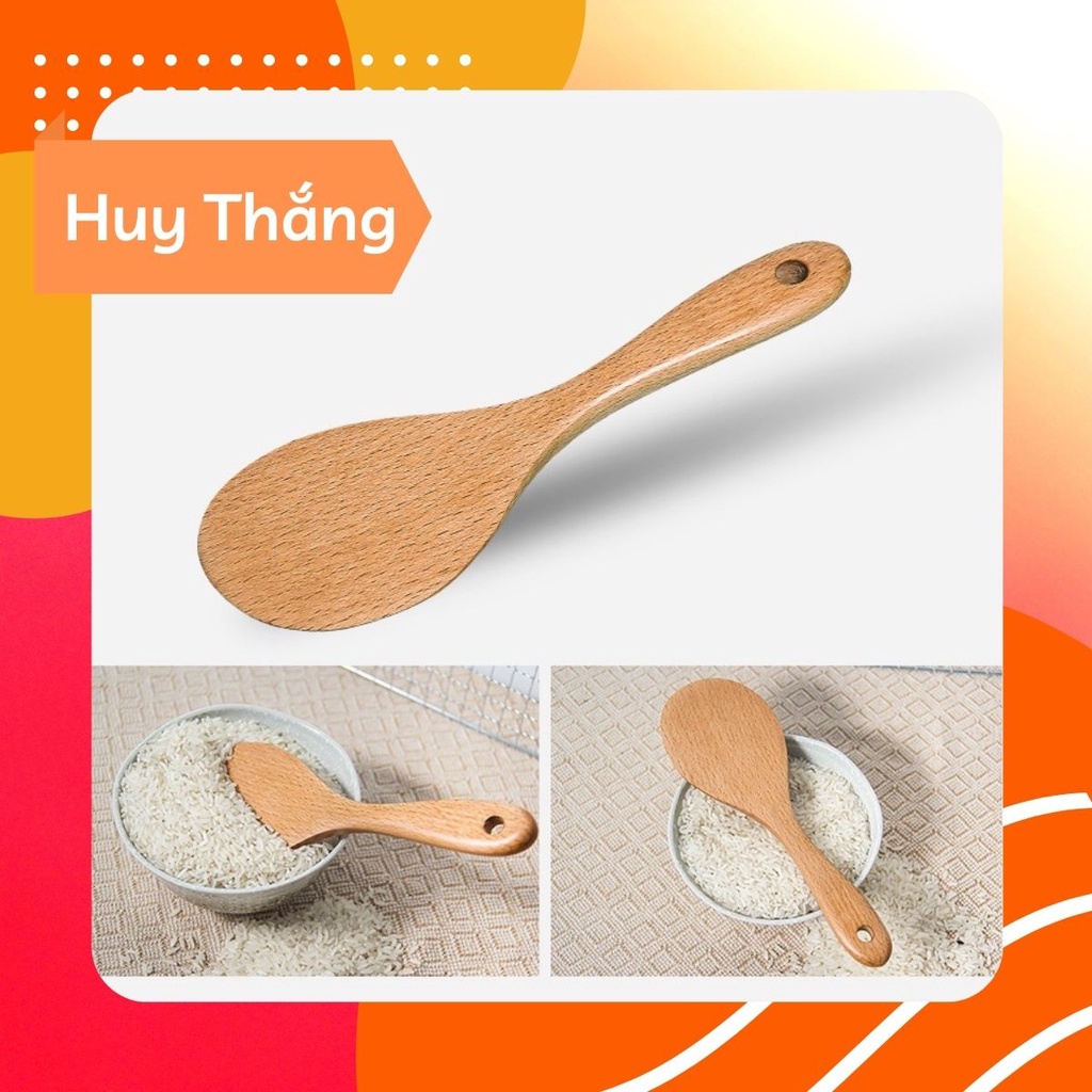 Thìa, Muỗng (Vá) Xới Cơm Bằng Gỗ Không Chống Dính Lắm, Đẹp Bền