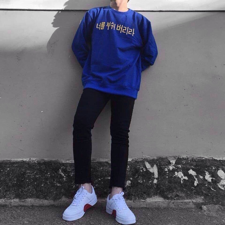 Áo Sweater Cặp Nỉ Trơn Nam Nữ In Chữ Hàn SW02 | BigBuy360 - bigbuy360.vn