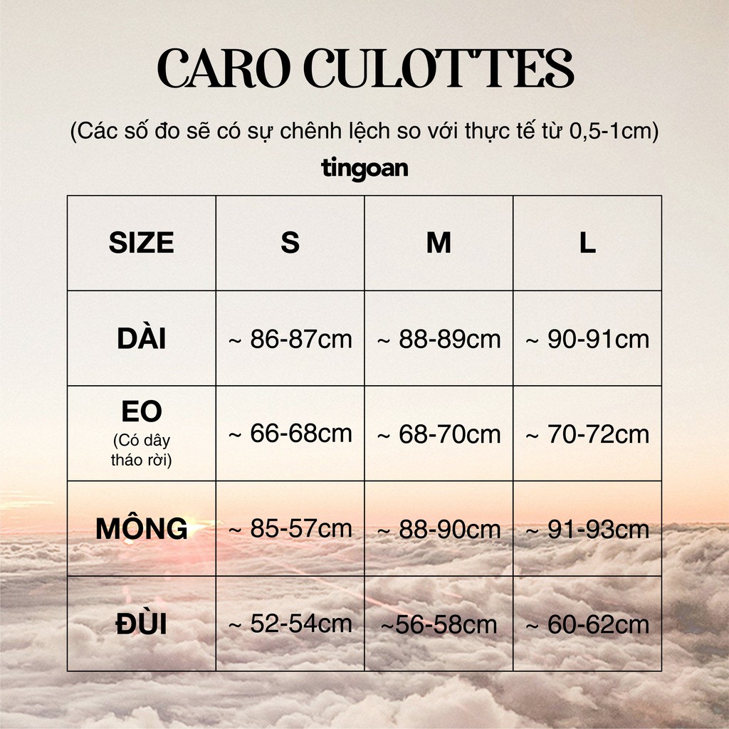 [Mã WABRMJ25 giảm 10% đơn 250K] Quần kẻ dáng xuông tingoan CARO CULOTTES/YG
