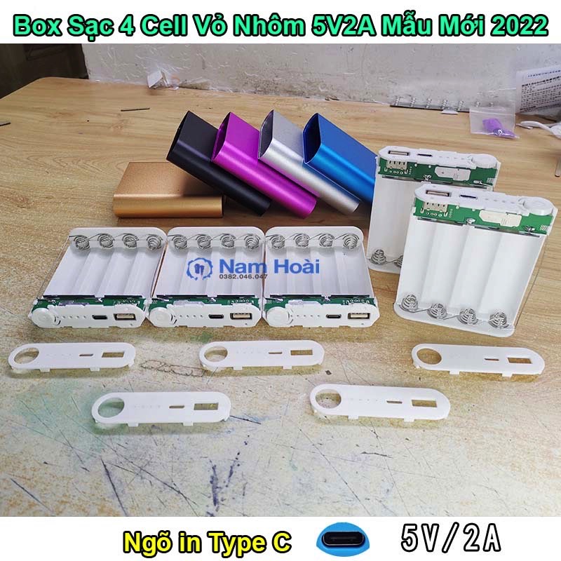Box sạc dự phòng 4 cell 5V2.4A Type C Mẫu Mới 2022