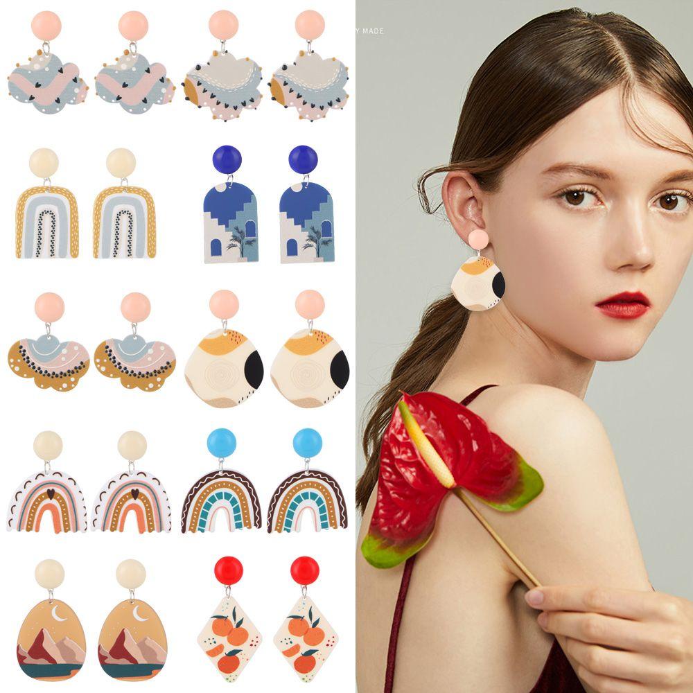 Bông Tai Hình Hoa / Cầu Vồng Họa Tiết Hoạt Hình Dễ Thương