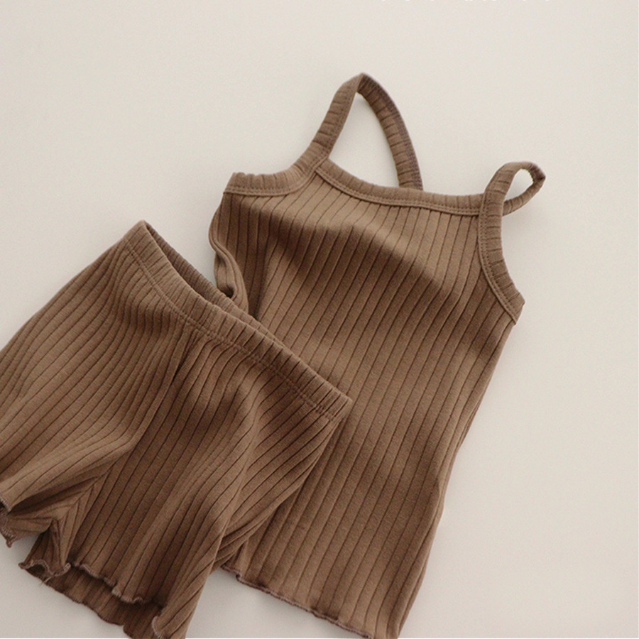 Bộ Đồ Ngủ Gồm Áo Hai Dây Và Quần Ngắn Chất Liệu Cotton Thời Trang Mùa Hè Cho Bé Trai Và Gái