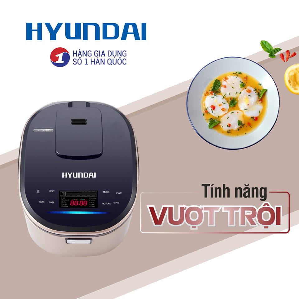 [Mã ELHADEV giảm 4% đơn 300K] Nồi cơm điện cao tần HYUNDAI 2201G / 2200G 1.5 L và 1.8 L - Bảo hành 12 tháng