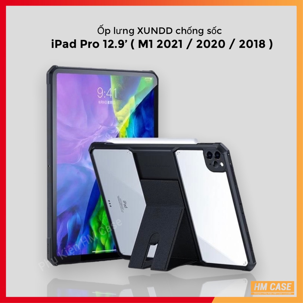 Ốp lưng XUNDD iPad Pro 12.9' ( M1 2021 / 2020 ) Chống trầy, Chống sốc, Viền TPU, Mặt lưng chân đế