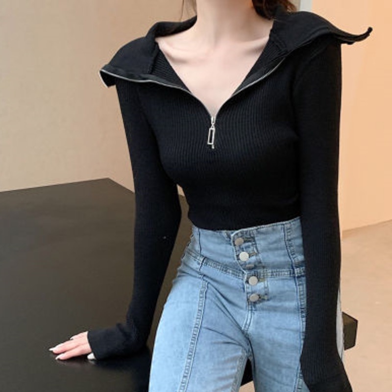 Áo Len Tay Dài Màu Trơn Thời Trang Dành Cho Nữ