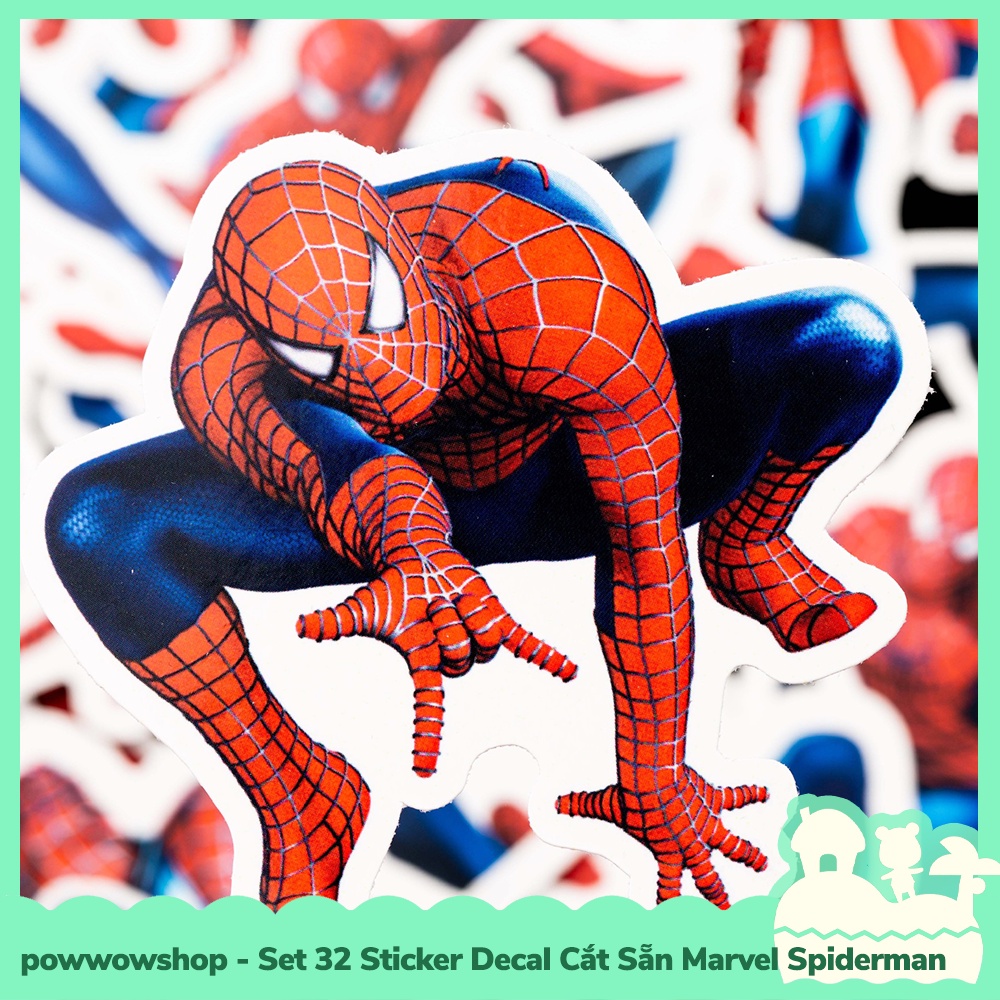 [Sẵn VN - Hỏa Tốc] Set 32 Sticker Mini Decal Dán Trang Trí Vật Dụng Mẫu Nhân Vật Superheros Marvel Spiderman The Past