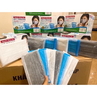 Khẩu trang y tế Hồng Sơn 2 màu Trắng Xám