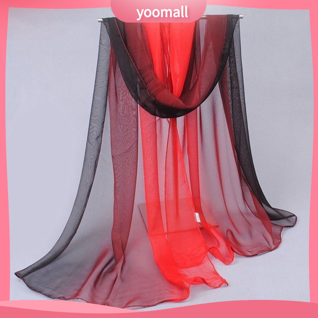 Yomall♡ Khăn Choàng Chiffon Dài Màu Gradient Mềm Mại Thời Trang Đi Biển Cho Nữ